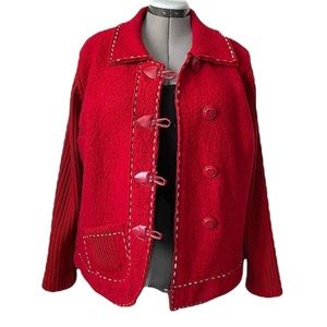 Red Orly Boiled wool jacket with Great details XL